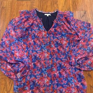 Skies Are Blue Vibrant Red and Blue Blouse